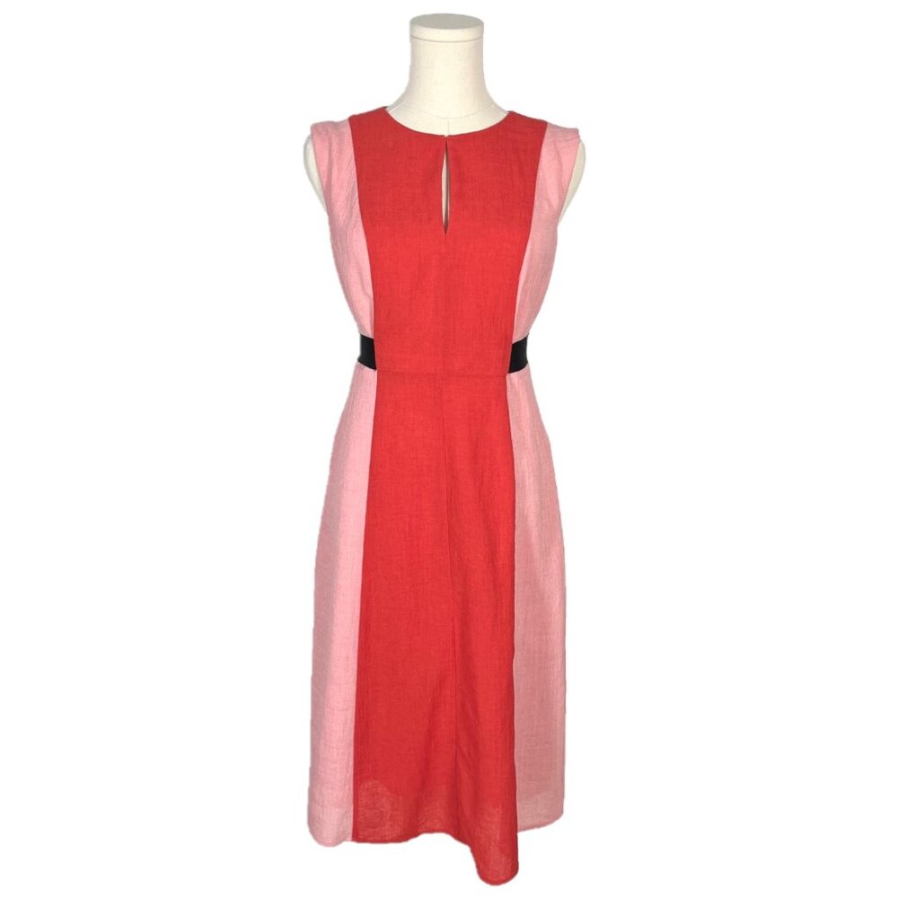 Cefinn Contrast Panel Tie Waist Color Block Voile Dress Size 2